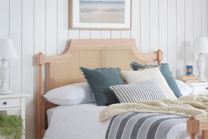 Geneva Rattan Bed with Oak Grain Finish for Timeless Elegance