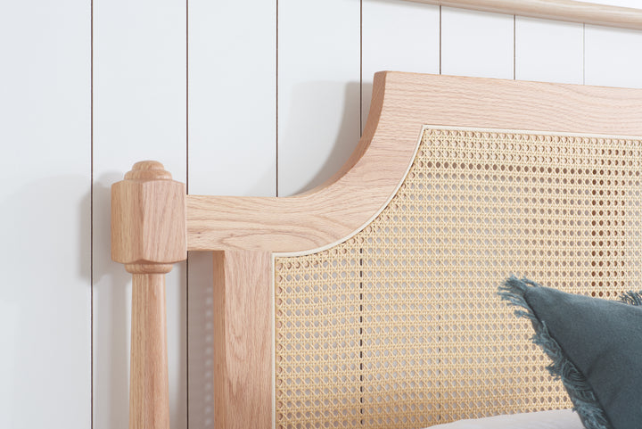 Geneva Rattan Bed with Oak Grain Finish for Timeless Elegance