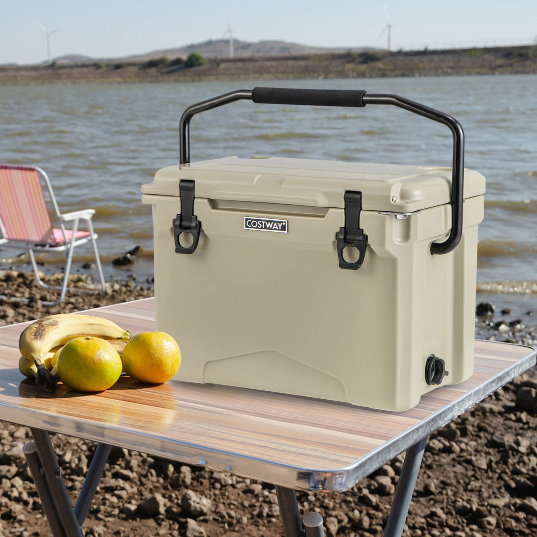 21 L Hard Cooler with Aluminum Handle and Integrated Cup Holders Dark