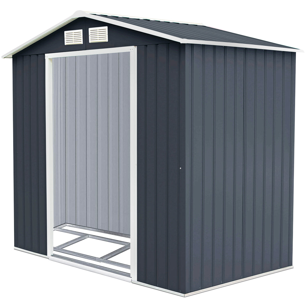 Galvanized Metal Garden Shed with Foundation