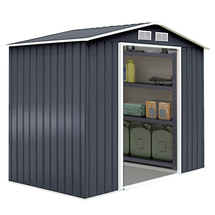 Galvanized Metal Garden Shed with Foundation