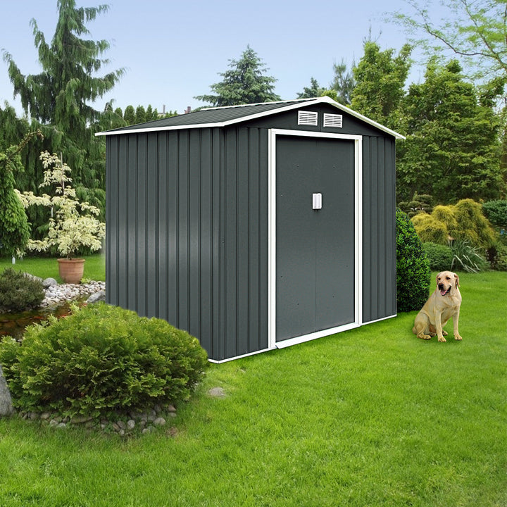 Galvanized Metal Garden Shed with Foundation