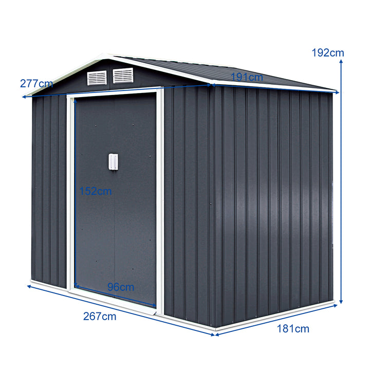 Galvanized Metal Garden Shed with Foundation