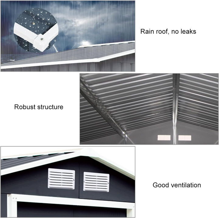 Galvanized Metal Garden Shed with Foundation