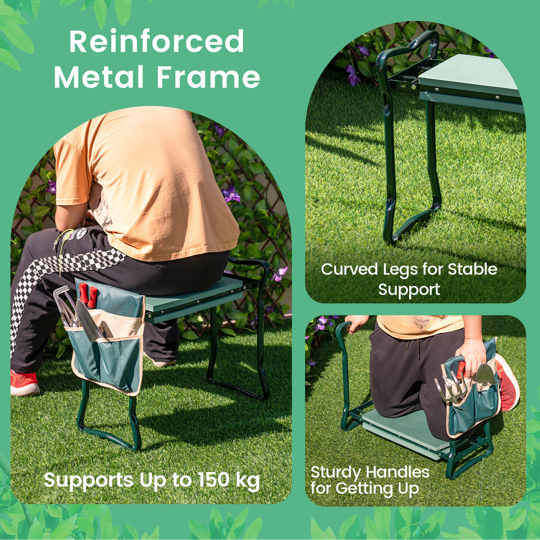 2-in-1 Folding Garden Kneeler and Seat with Tool Pouch