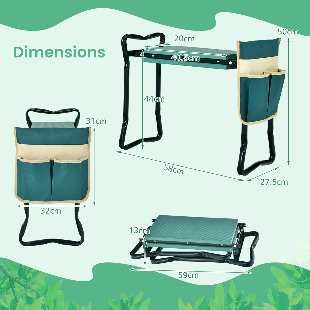 2-in-1 Folding Garden Kneeler and Seat with Tool Pouch