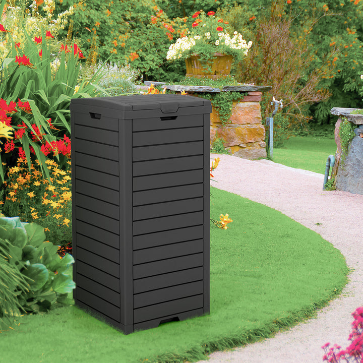 117.5 L Gallon Large Trash Bin with Lid and Pull out Liquid Tray for Backyard