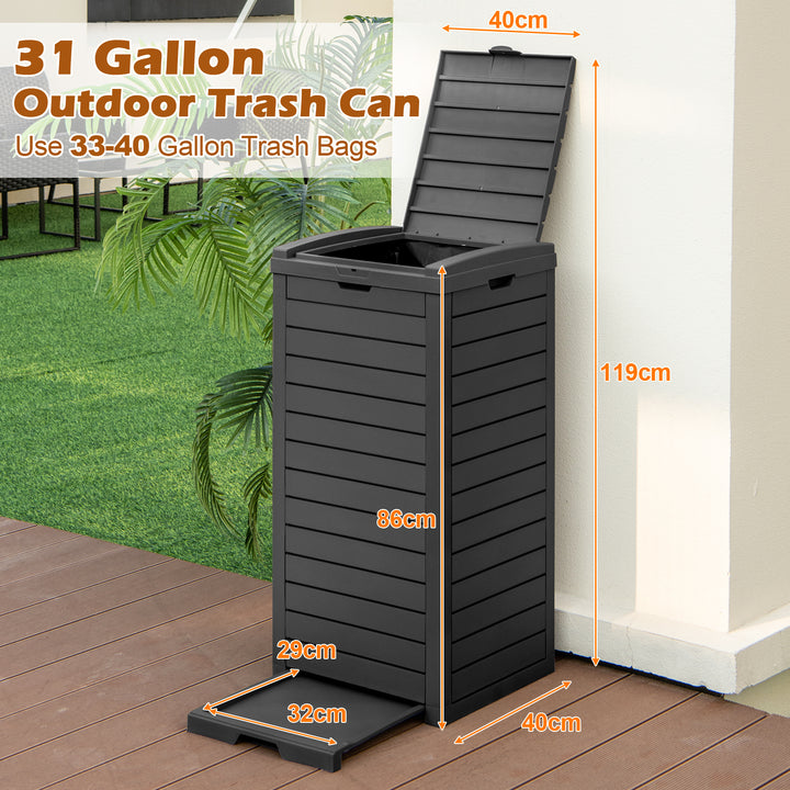 117.5 L Gallon Large Trash Bin with Lid and Pull out Liquid Tray for Backyard