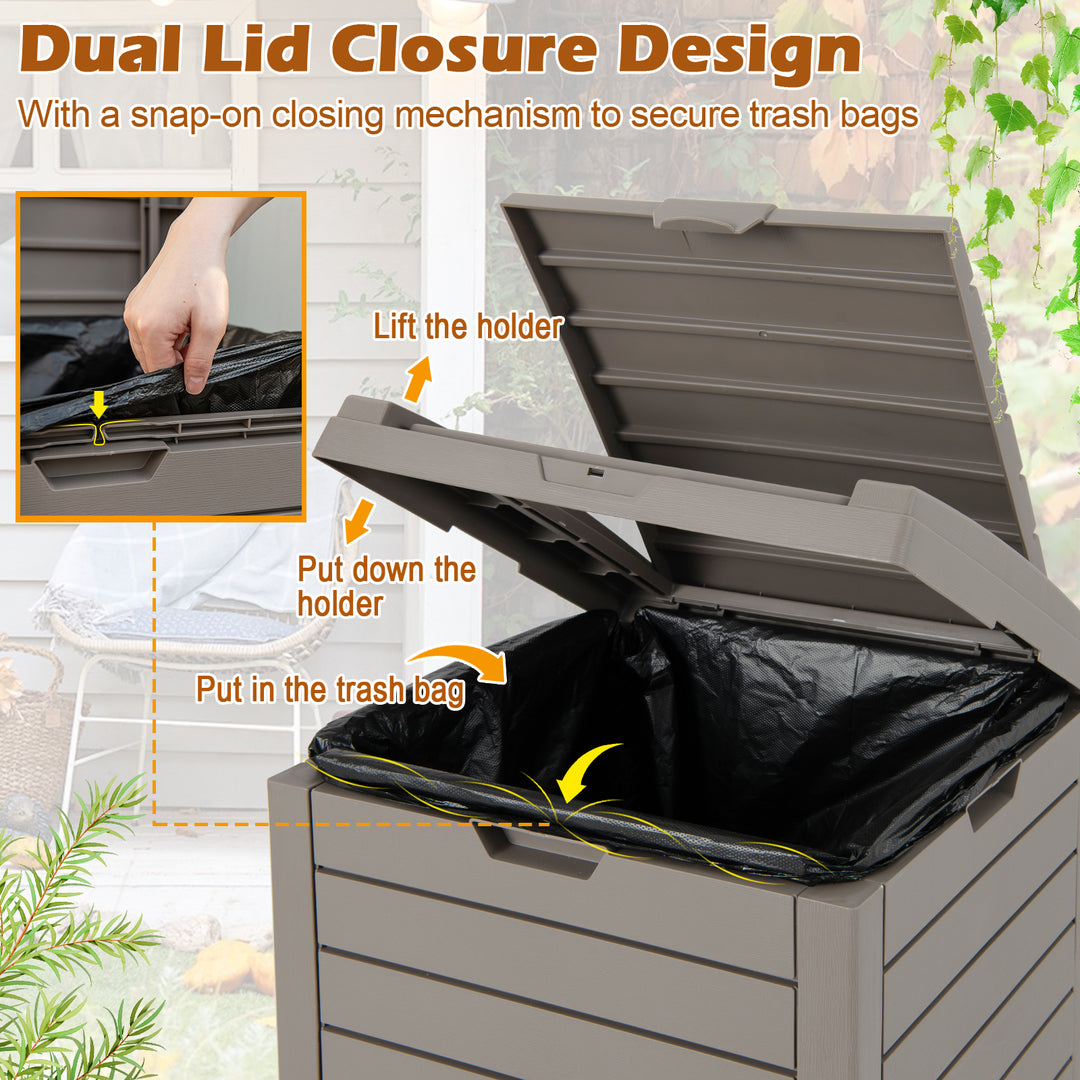 117.5 L Gallon Large Trash Bin with Lid and Pull out Liquid Tray for Backyard