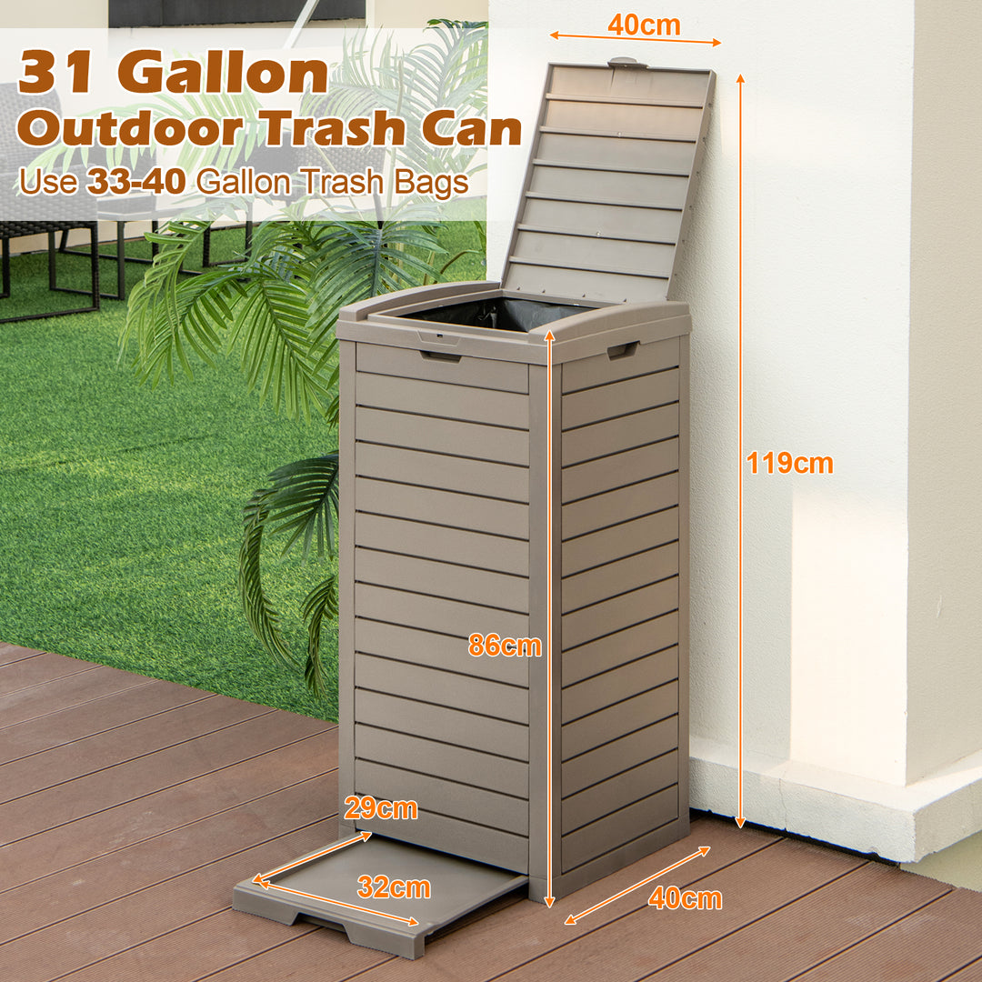 117.5 L Gallon Large Trash Bin with Lid and Pull out Liquid Tray for Backyard