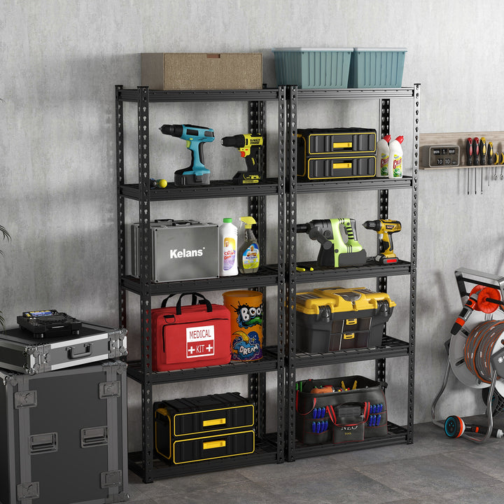5 Tier Garage Metal Storage Shelves Shelving Unit - TidySpaces