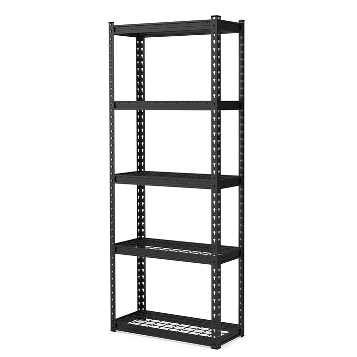 5 Tier Garage Metal Storage Shelves Shelving Unit Black - TidySpaces