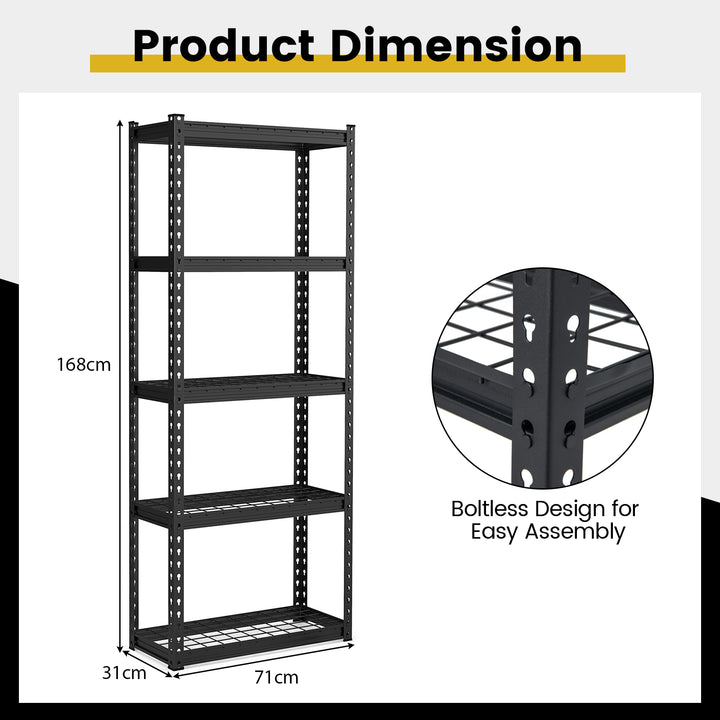5 Tier Garage Metal Storage Shelves Shelving Unit - TidySpaces