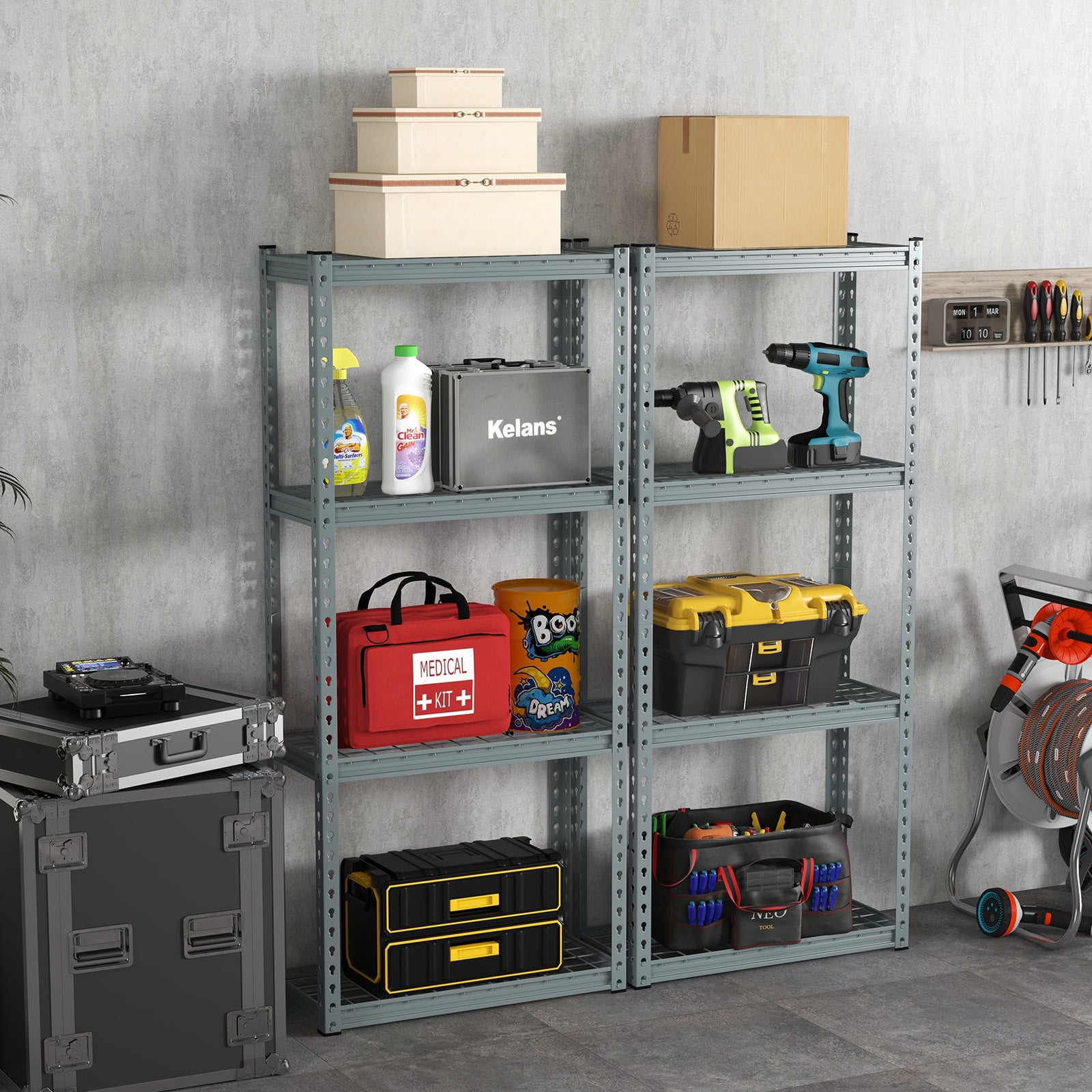 4 Tier Garage Metal Storage Shelves Utility Storage Rack Organizer ...
