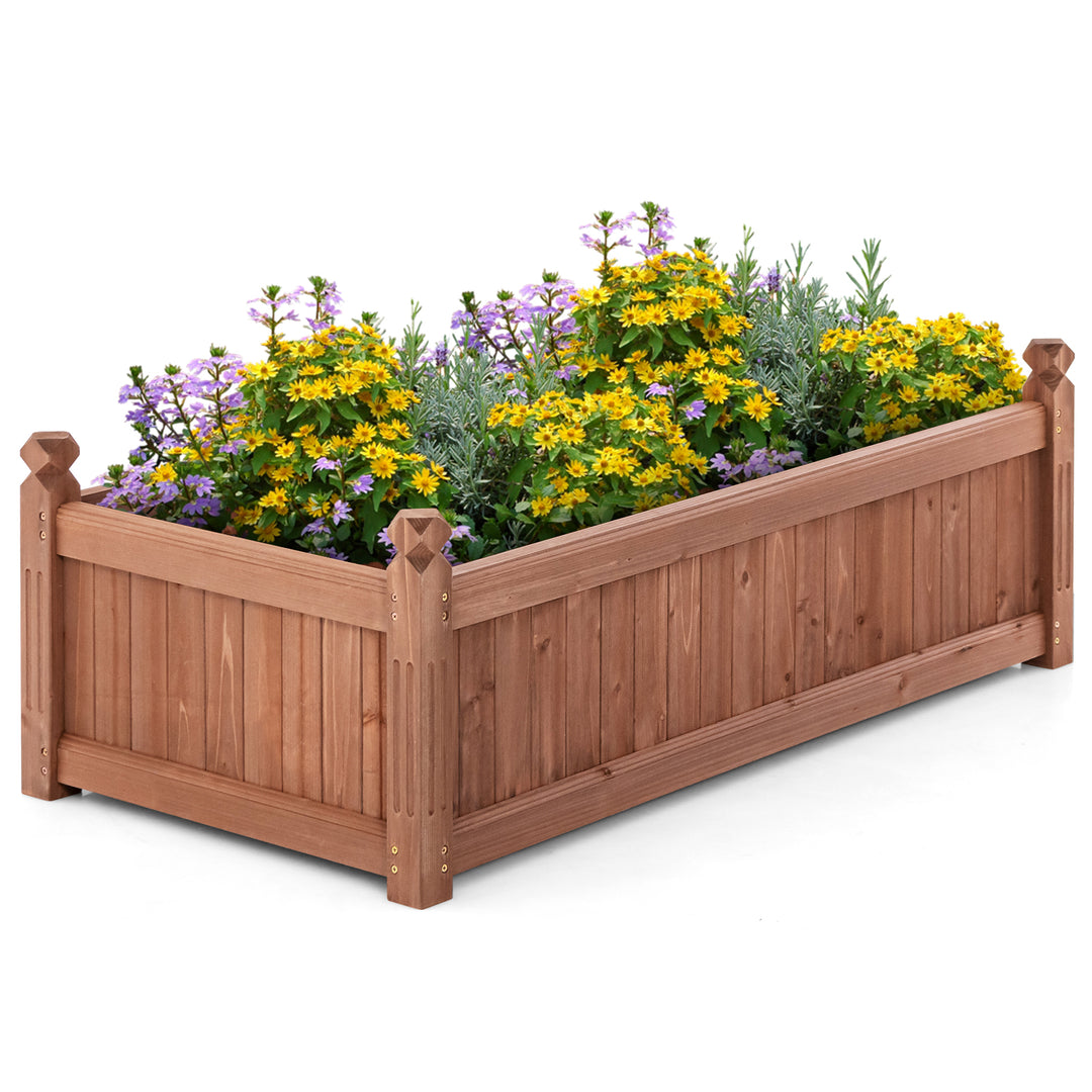 Wood Raised Garden Bed with Drainage Holes-Rustic Brown