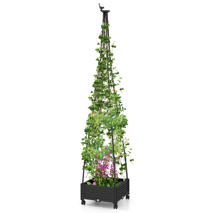 206 cm Garden Obelisk Trellis for Climbing Plants-Black