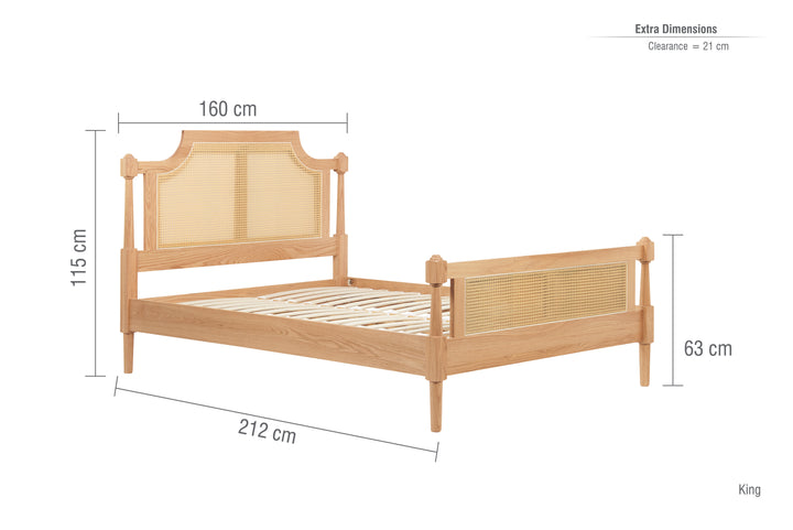 Geneva Rattan Bed with Oak Grain Finish for Timeless Elegance