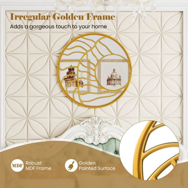 Gold Wall Mirror with Irregular Frame for Living Room Entryway-Golden