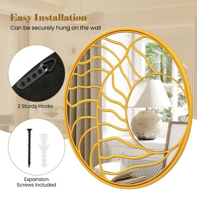 Gold Wall Mirror with Irregular Frame for Living Room Entryway-Golden