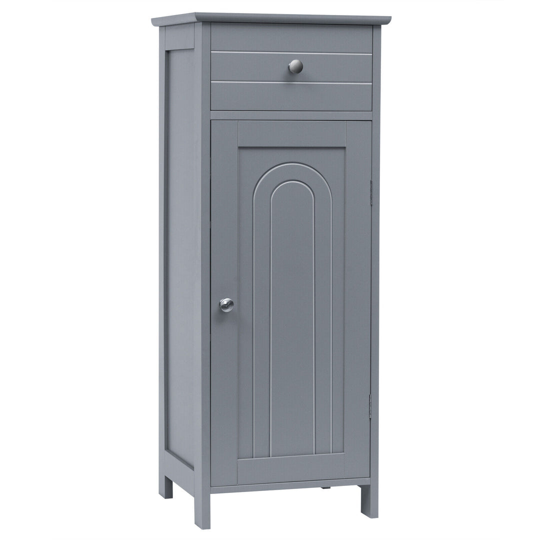 1-Door Freestanding Bathroom Storage Cabinet with Drawer and Adjustable Shelves Grey - TidySpaces