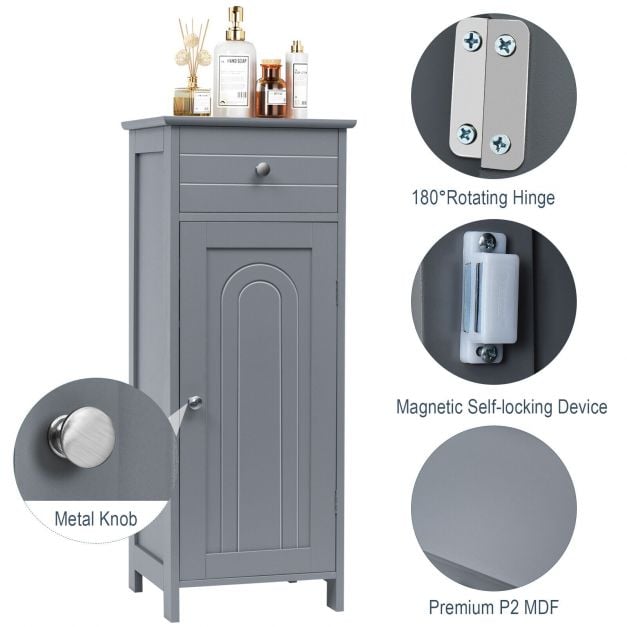 1-Door Freestanding Bathroom Storage Cabinet with Drawer