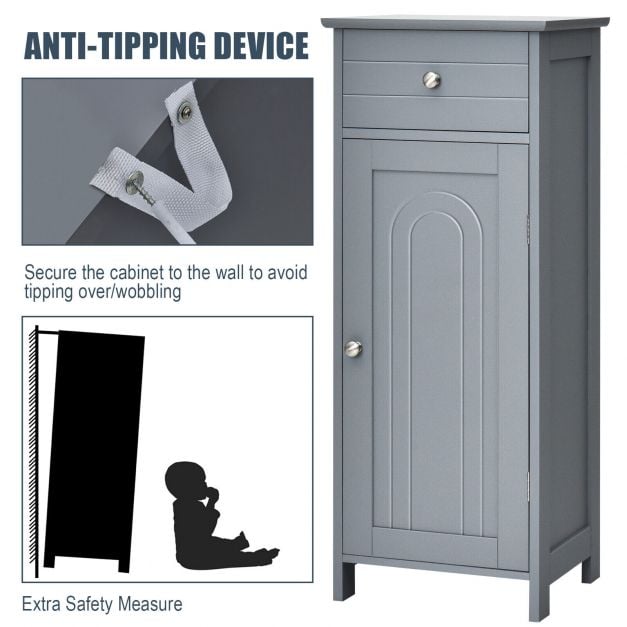 1-Door Freestanding Bathroom Storage Cabinet with Drawer