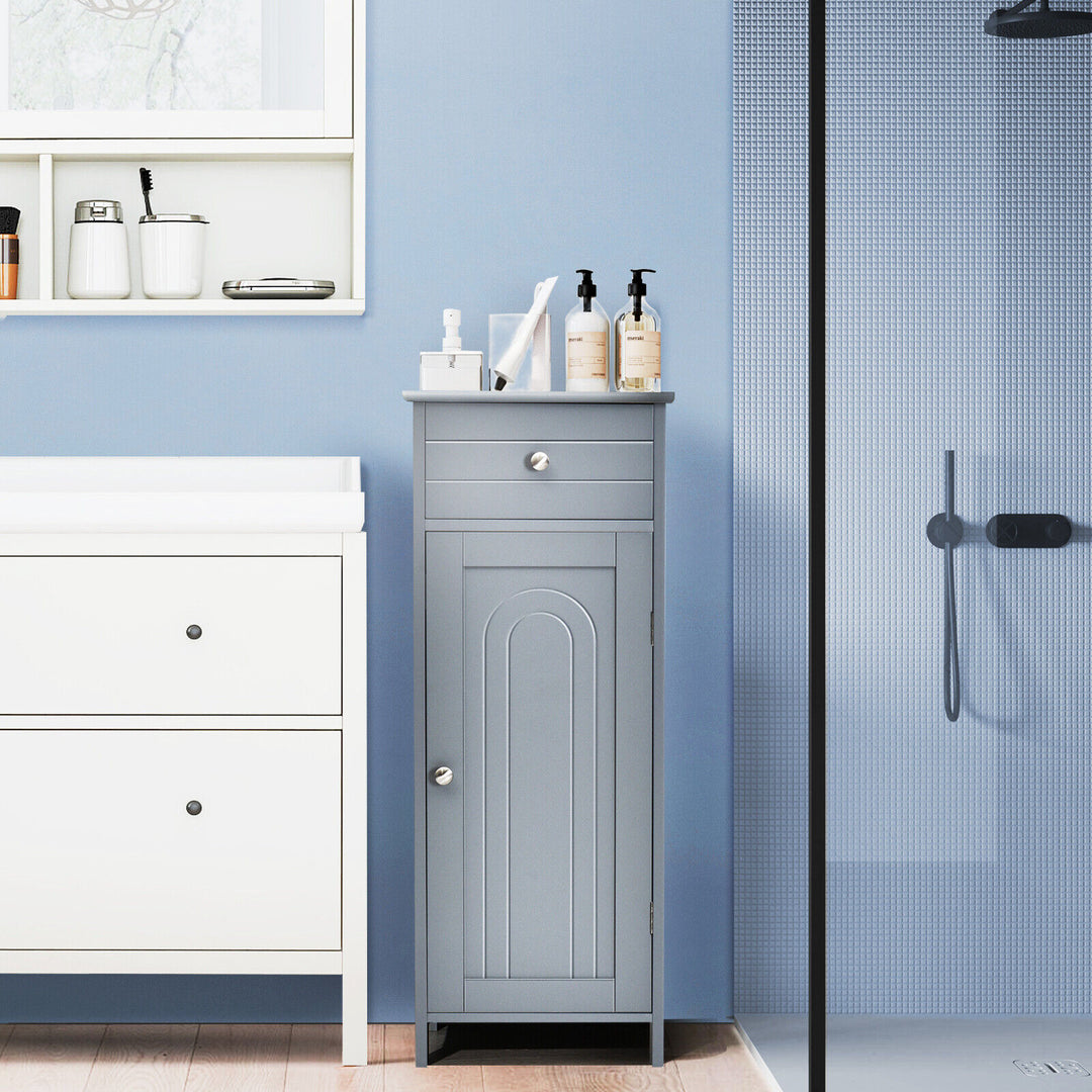1-Door Freestanding Bathroom Storage Cabinet with Drawer and Adjustable Shelves - TidySpaces
