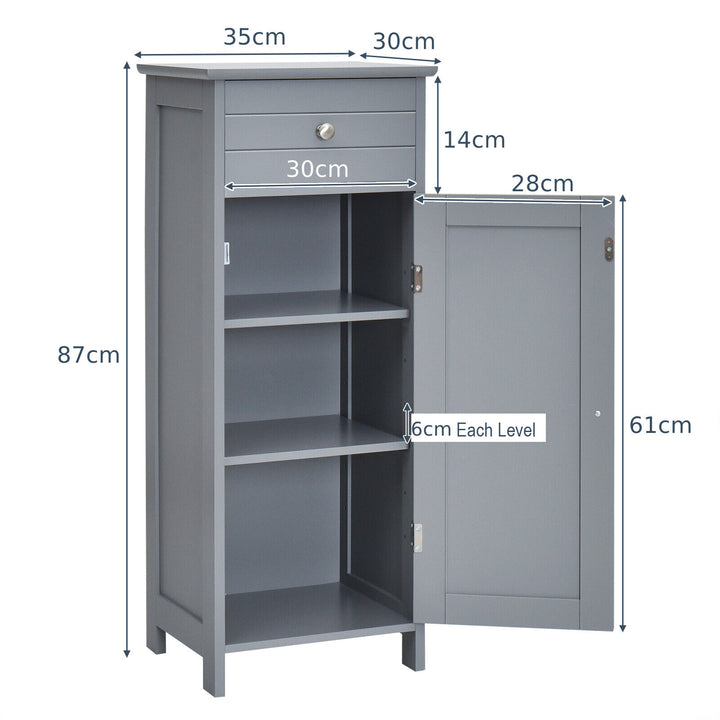 1-Door Freestanding Bathroom Storage Cabinet with Drawer and Adjustable Shelves - TidySpaces