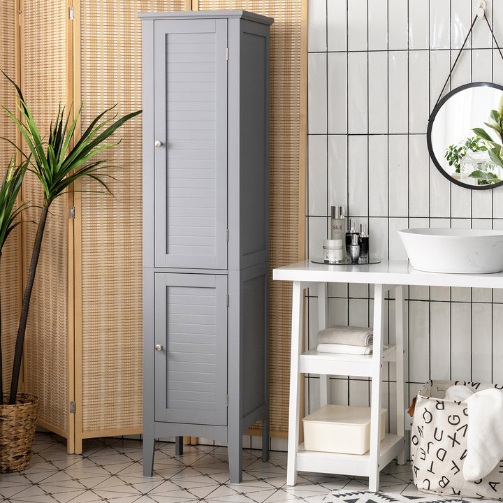 2-Door 160cm High Freestanding Bathroom Cabinet with 5-Tier Shelves