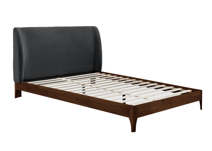 Halfden Modern Upholstered Bed with Bouclé Headboard and Sturdy Wooden Frame