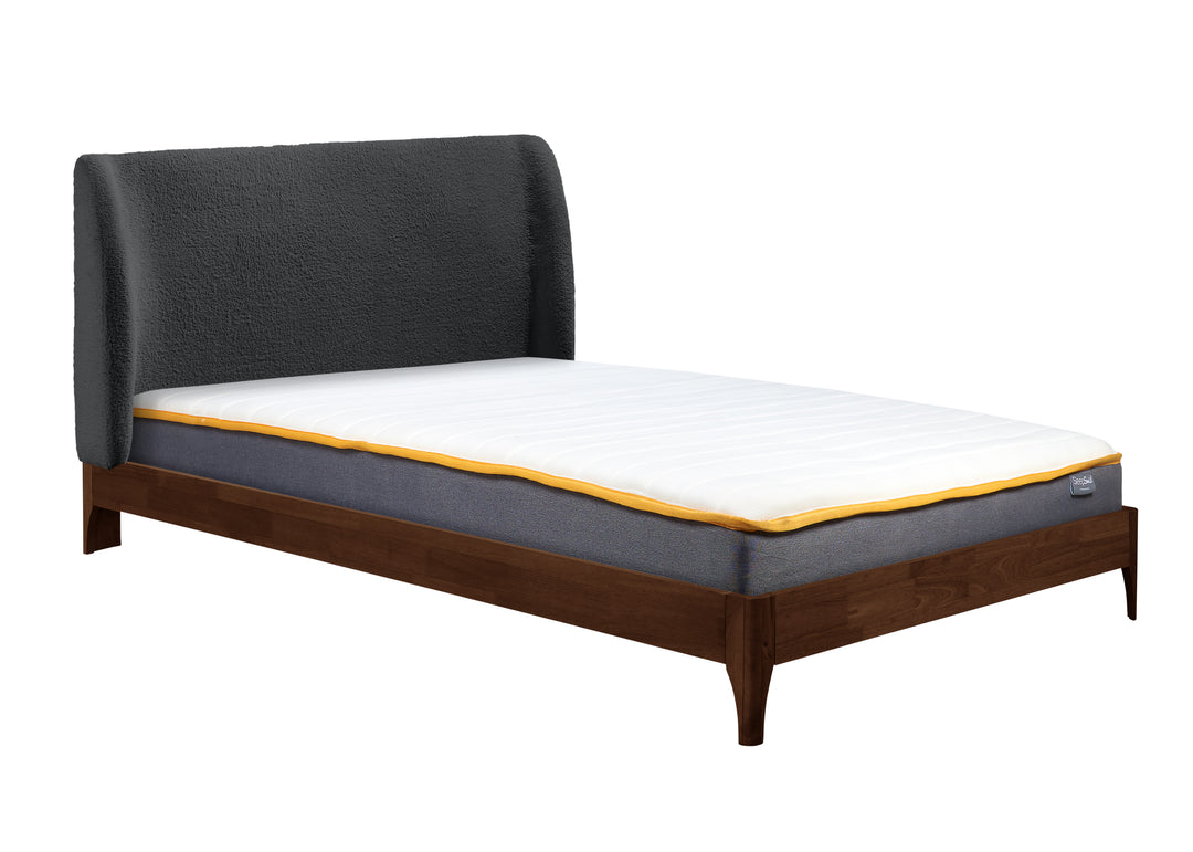 Halfden Modern Upholstered Bed with Bouclé Headboard and Sturdy Wooden Frame