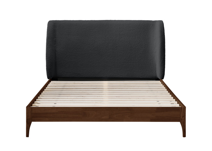 Halfden Modern Upholstered Bed with Bouclé Headboard and Sturdy Wooden Frame