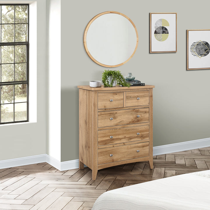 Hampstead 3+2 Chest Rustic Wood Storage for Stylish Homes