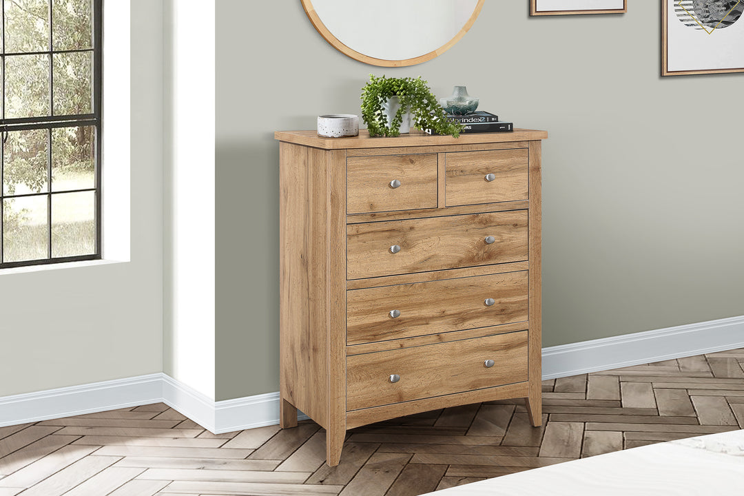Hampstead 3+2 Chest Rustic Wood Storage for Stylish Homes