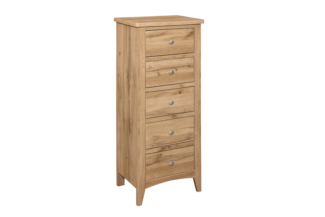 Hampstead 5 Drawer Tall Chest Rustic Design for Home Storage