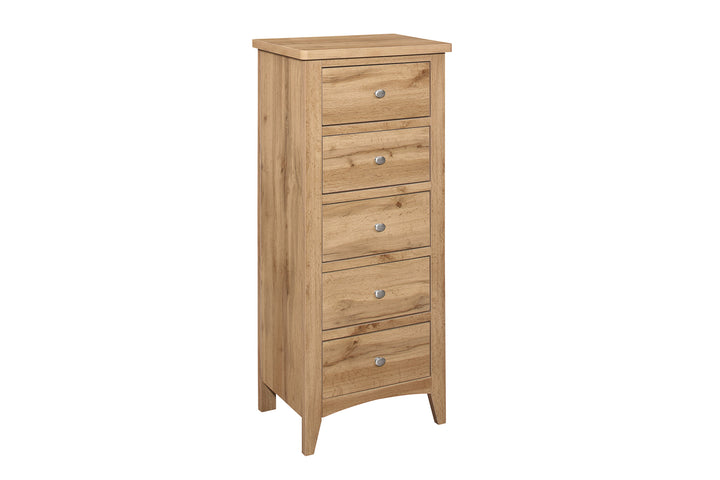 Hampstead 5 Drawer Tall Chest Rustic Design for Home Storage