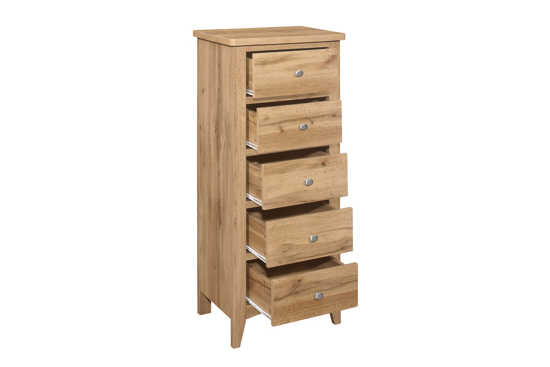 Hampstead 5 Drawer Tall Chest Rustic Design for Home Storage