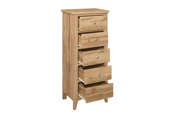 Hampstead 5 Drawer Tall Chest Rustic Design for Home Storage