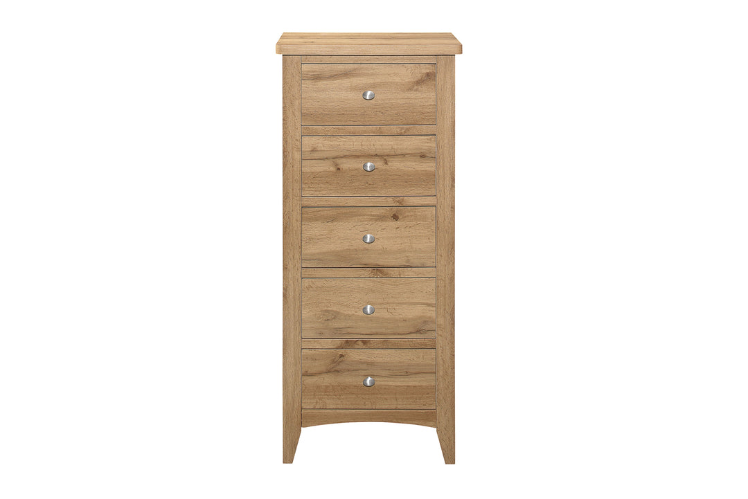 Hampstead 5 Drawer Tall Chest Rustic Design for Home Storage