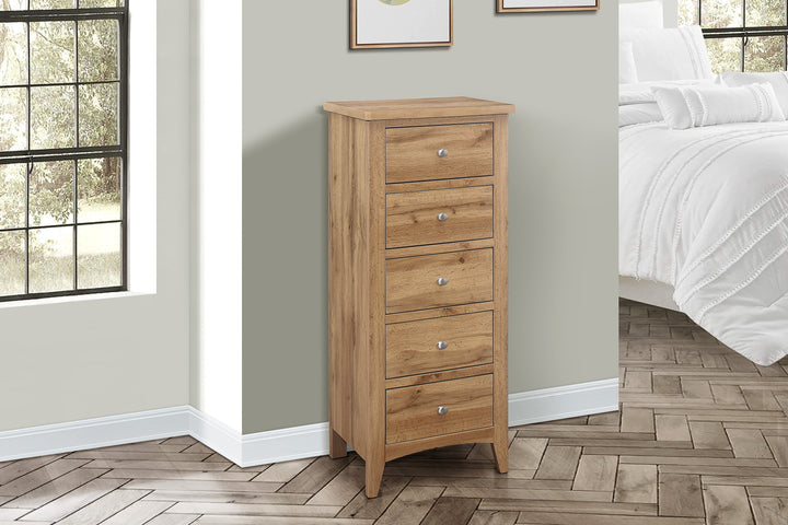 Hampstead 5 Drawer Tall Chest Rustic Design for Home Storage