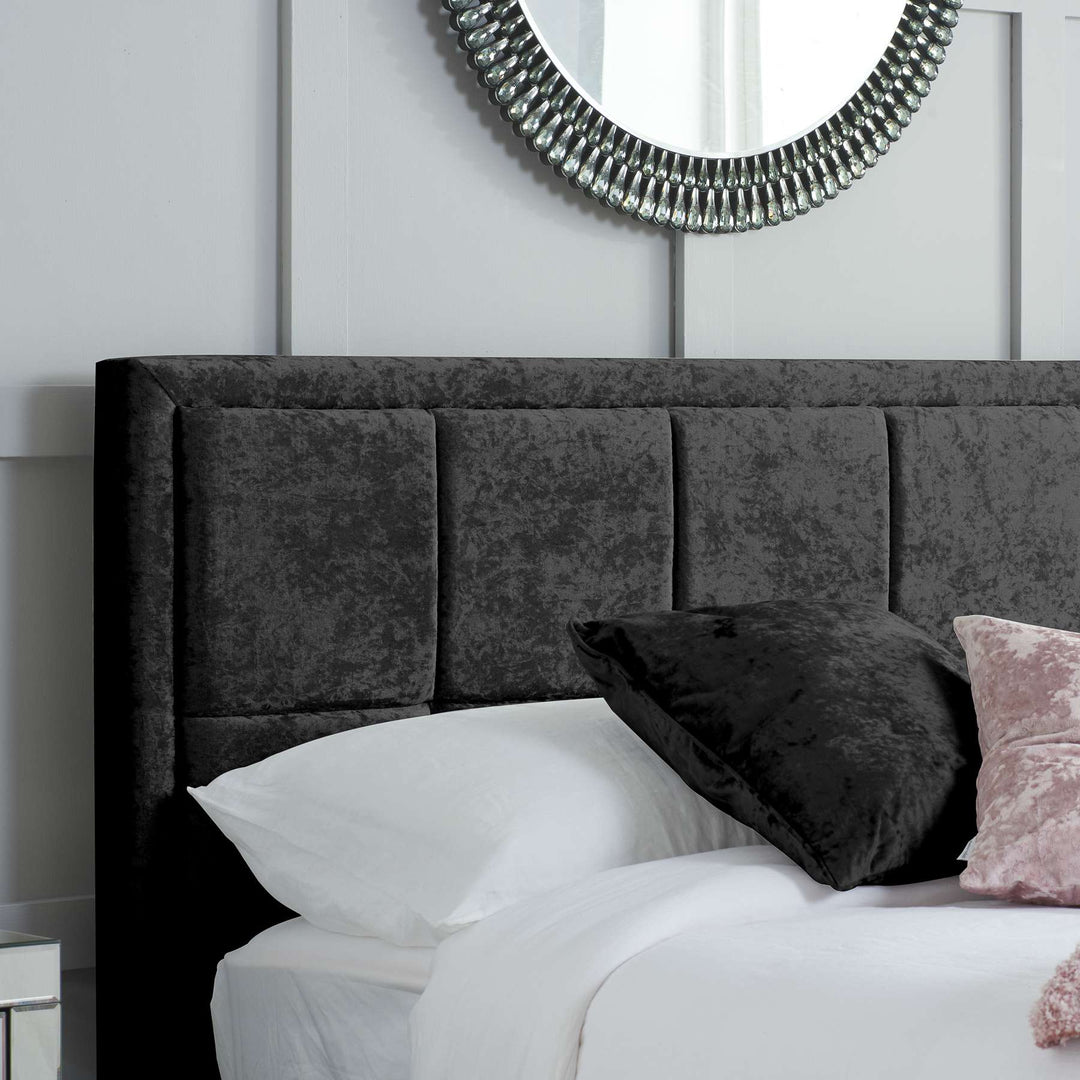 Hannover Fabric Bed Frame with Cushioned Headboard and Sprung Slatted Base