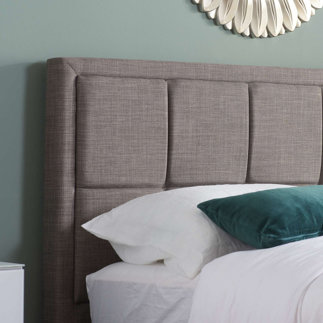 Hannover Fabric Bed Frame with Cushioned Headboard and Sprung Slatted Base