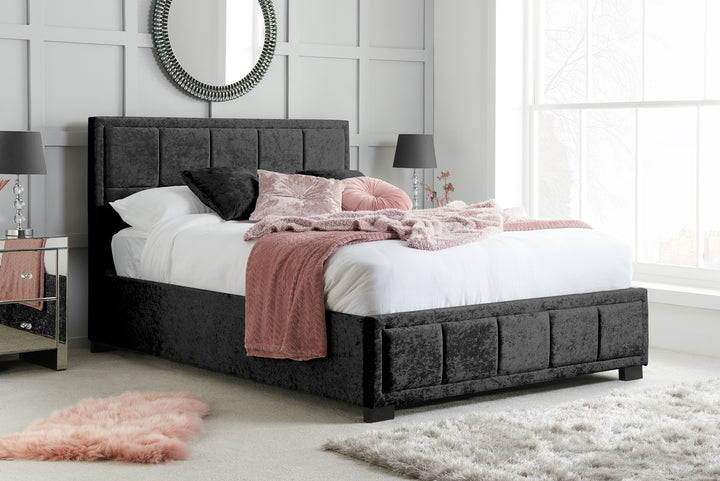 Hannover Fabric Bed Frame with Cushioned Headboard and Sprung Slatted Base