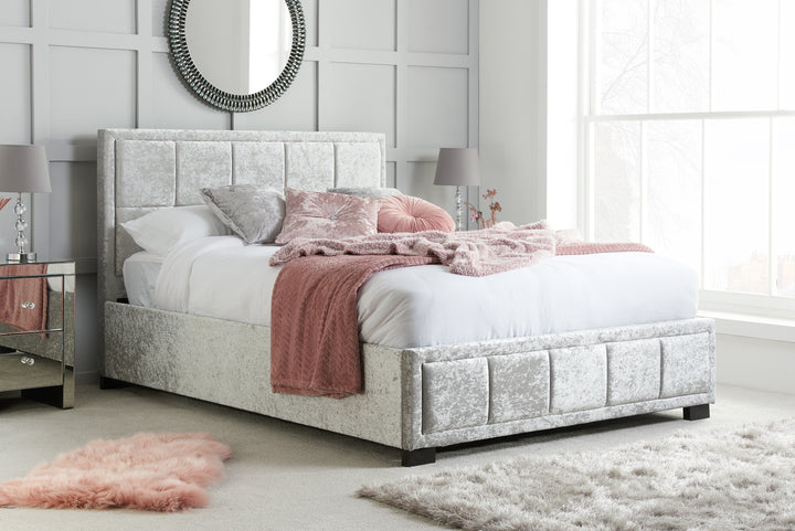 Hannover Fabric Bed Frame with Cushioned Headboard and Sprung Slatted Base