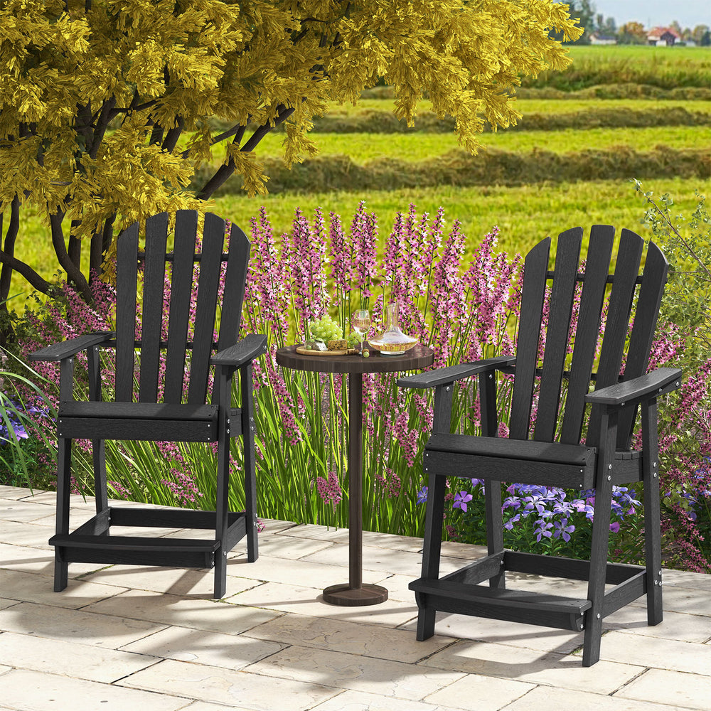 Outdoor HDPE Bar Stool with Armrest Footrest for Garden Poolside - TidySpaces