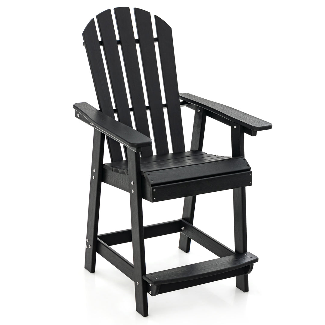 Outdoor HDPE Bar Stool with Armrest Footrest for Garden Poolside Black - TidySpaces