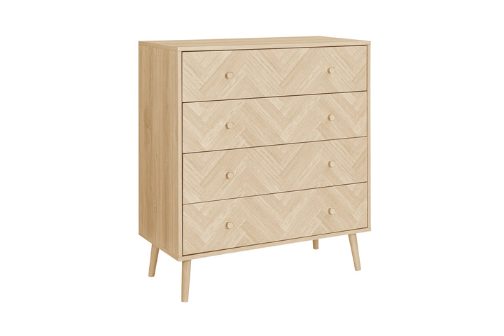 Herringford 4 Drawer Chest Oak Effect Storage for Stylish Bedrooms