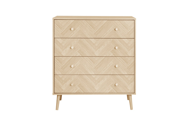 Herringford 4 Drawer Chest Oak Effect Storage for Stylish Bedrooms