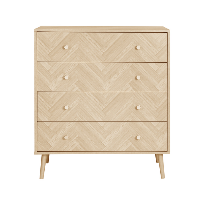 Herringford 4 Drawer Chest Oak Effect Storage for Stylish Bedrooms