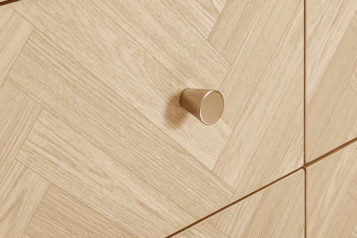 Herringford 6 Drawer Chest Oak Finish Stylish Bedroom Storage